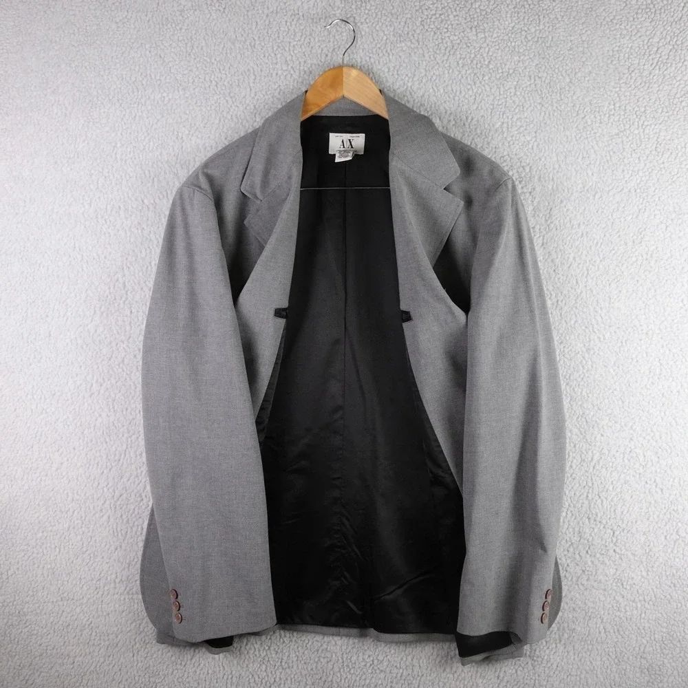 Armani Exchange Mens Grey Wool Blend 3 Button‎ Blazer Jacket Size 44